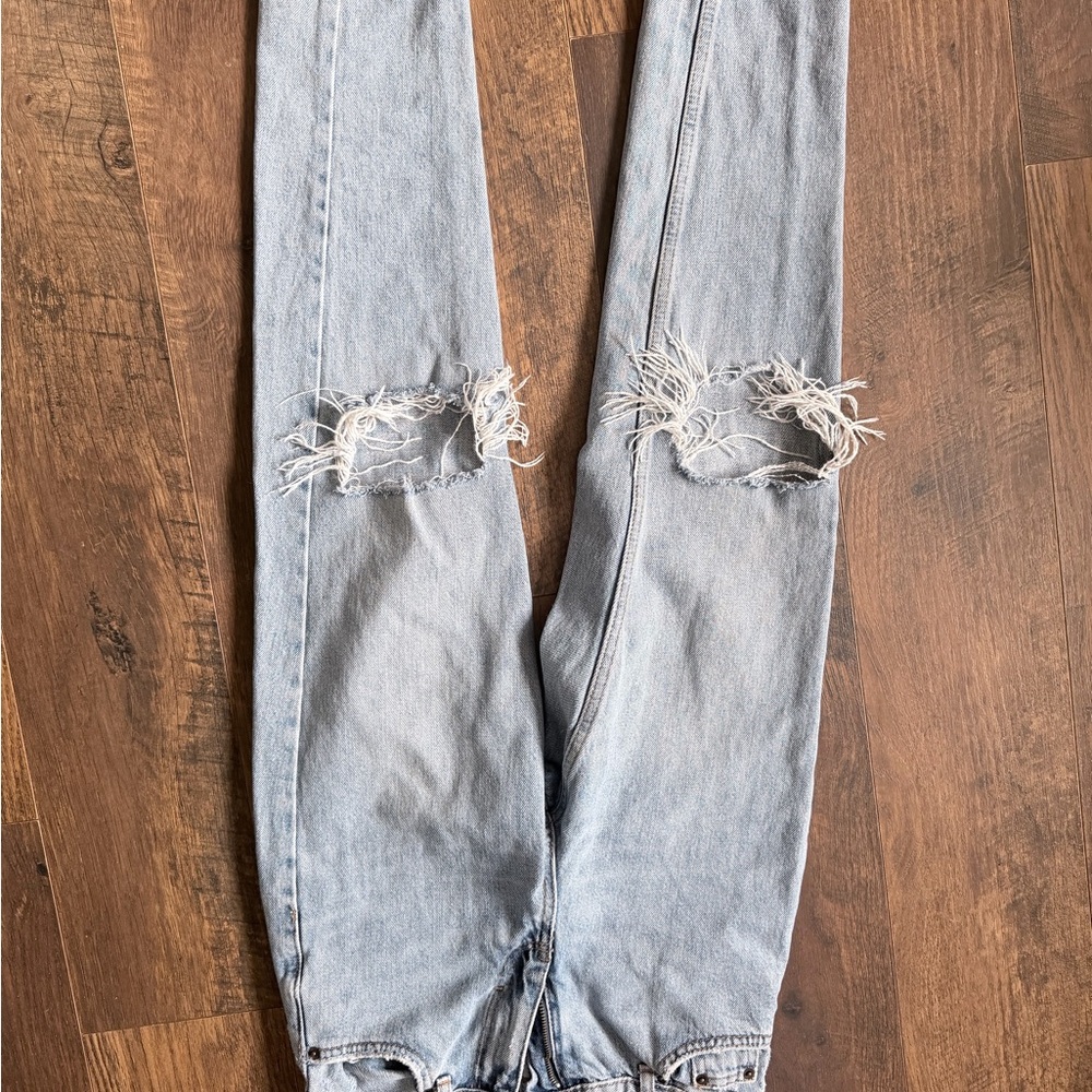 Topshop Light Blue Distressed Skinny Jeans
